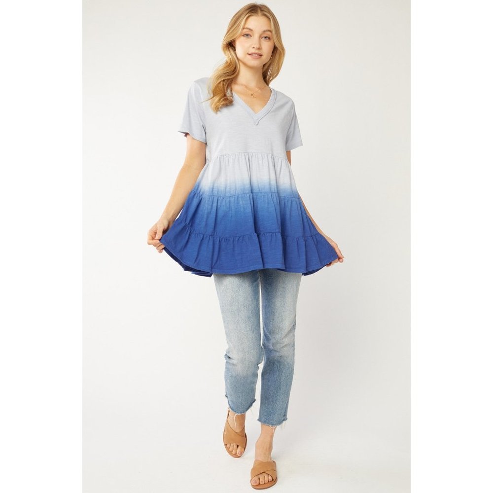 Entro Ombre Tiered Top, Blue - Picture 2 of 6